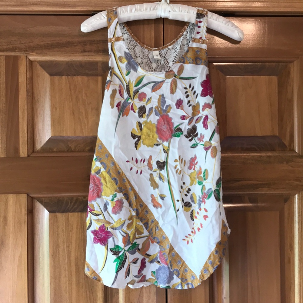 Floral silk Anthropologie tank